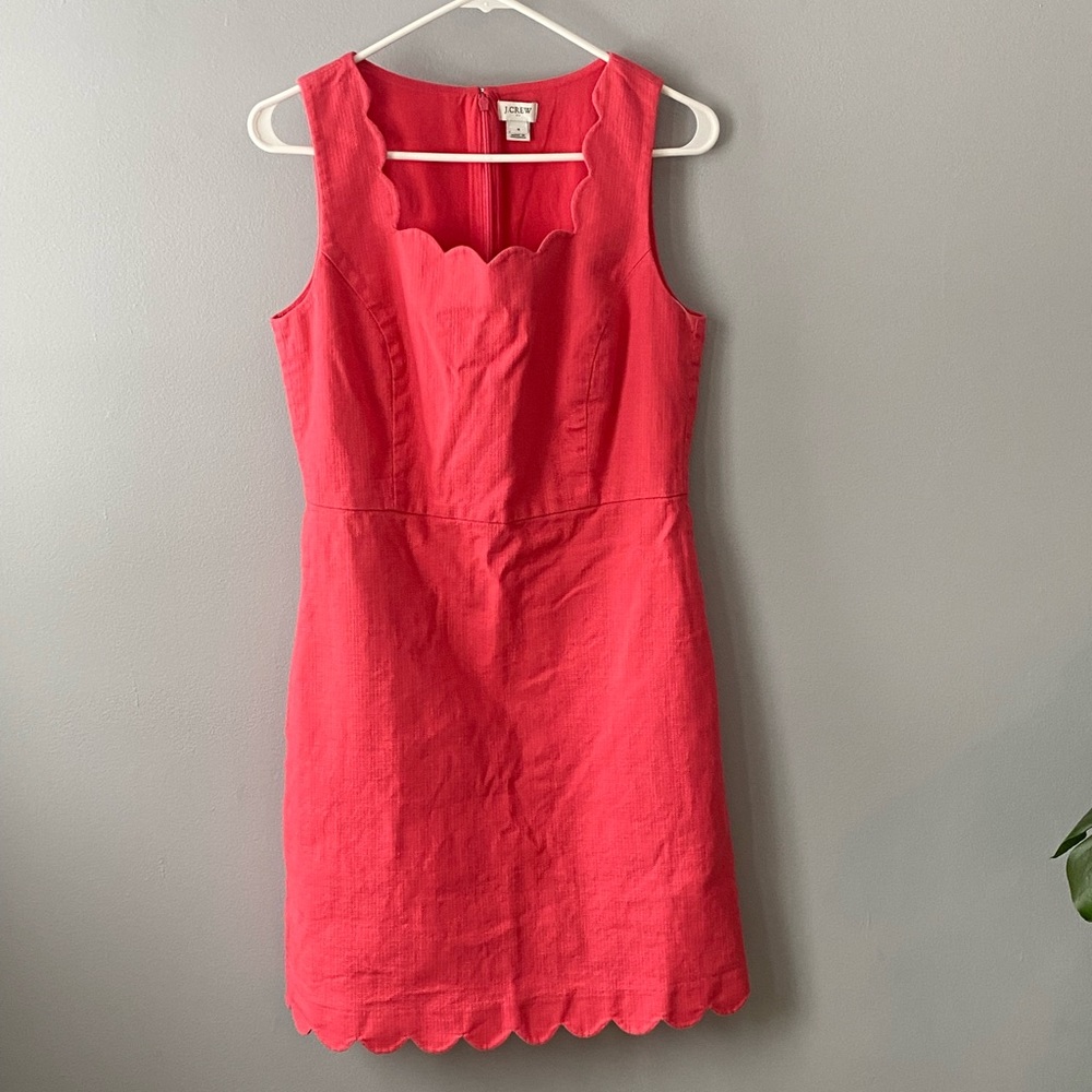 J. Crew Dress Coral Sleeveless Size 8 100% Cotton Fully lined
